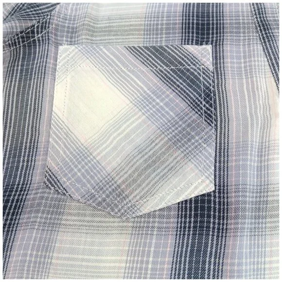 MUDD-Women's-Plaid-Gray-Black-Pink-SMALL-pullover-V Neck-Long Sleeve-Pockets - Picture 11 of 16